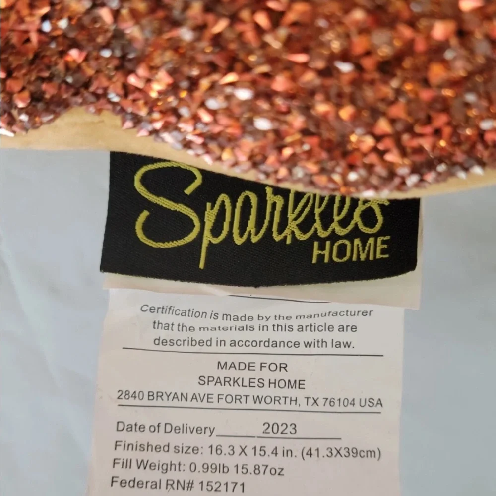 Sparkles Home Pumpkin Shaped Faux Rhinestone Throw Pillow Fall Autumn 15” X 18”